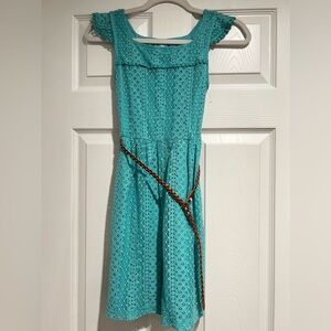 Girls Lace Belted Dress